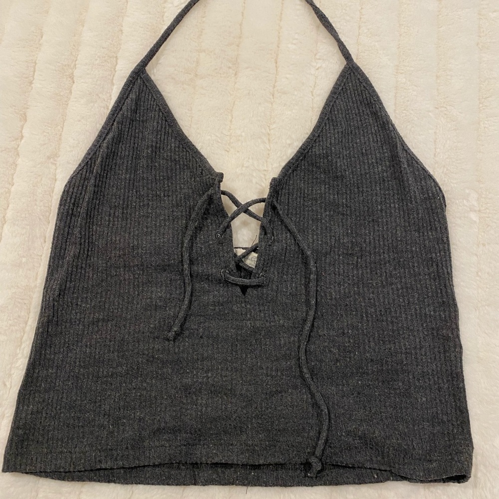 Lace up halter tank